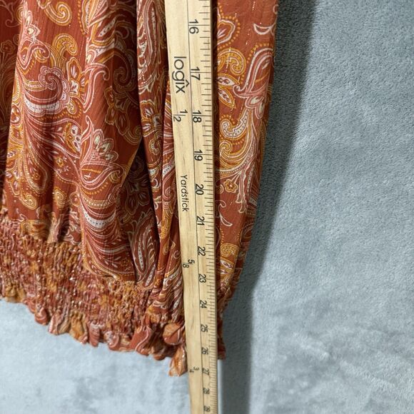 NWT Jessica Simpson Plus 3X Blouse Auburn Orange Folkloric Emery Boho $79.50 - Picture 6 of 12